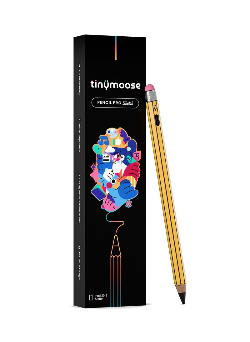 تاينيموس قلم ايباد بنسل برو سكتش ستايلس إلكتروني رقمي نشط ذكي بميزة شحن سريع و رفض راحة اليد لجهاز أبل ايباد 2018 وما بعد أسود وأصفر - Image 1